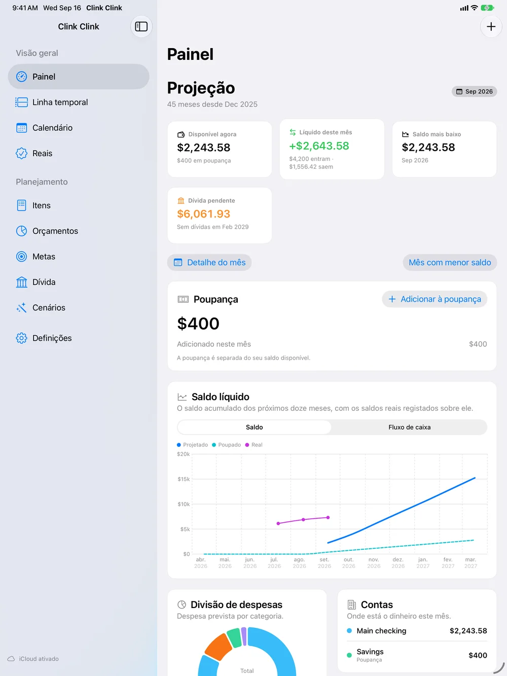 Clink Clink · iPad · Plano de exemplo